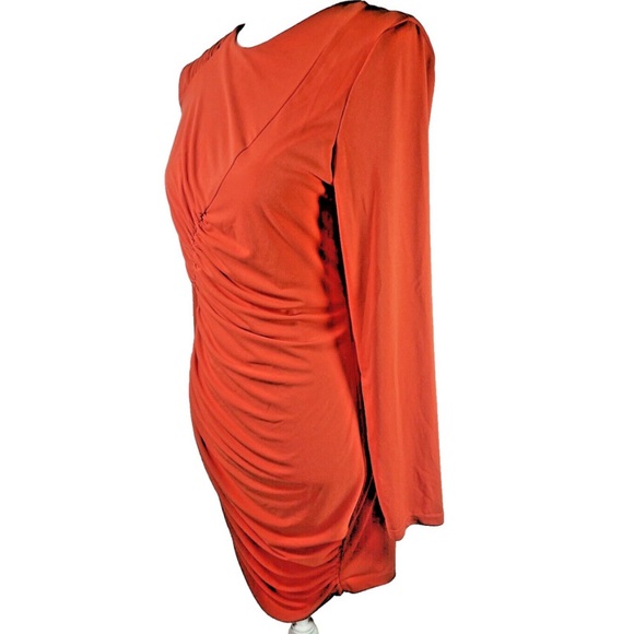 New ZARA Ruched Orange Bodycon dress - Picture 13 of 16